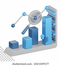 3d rendering market analysis isolated useful for business, analytics, web, money and finance design