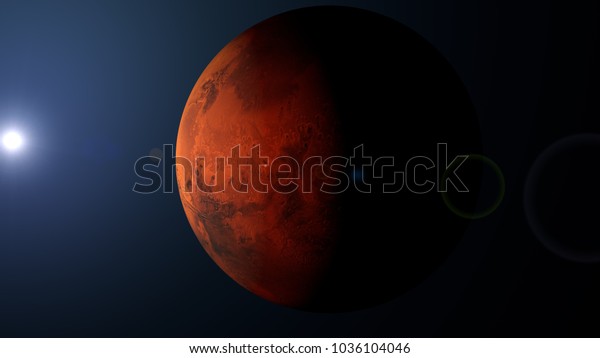 3D
rendering mars planet in space with
starlight
