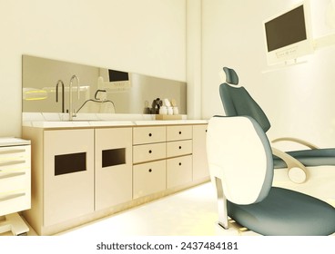3D Rendering of Marvelous and Excellent Dentist Room Interior Design