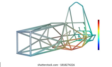 3D rendering of a Mechanical frame. Finite element analysis