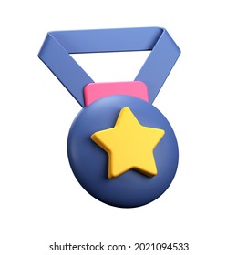 3d Rendering Medal With Star Icon