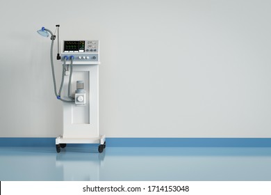 3d Rendering Medical Ventilator Machine In Hospital