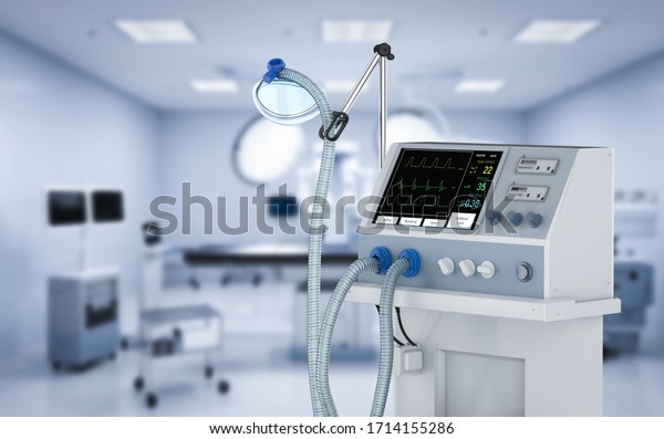3d\
rendering medical ventilator machine in\
hospital
