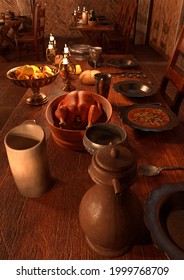 3D Rendering Of A Medieval Great Hall Interior