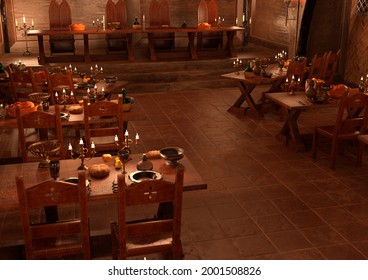 3D Rendering Of A Medieval Great Hall Interior