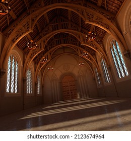 3D Rendering Of A Medieval Hall House Interior