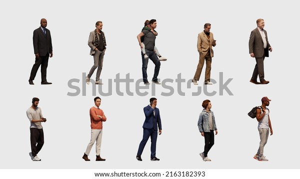 3d Rendering Men Side View Pose Stock Illustration 2163182393 ...