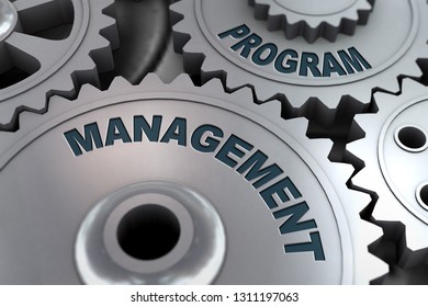 3d Rendering Of Metal Cogwheel Gears Concept Of Program Management