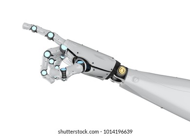 3d rendering metal cyborg arm isolated on white - Shutterstock ID 1014196639