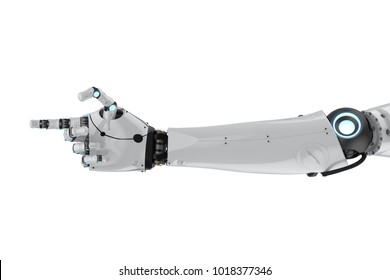 3d Rendering Metal Cyborg Arm Isolated On White