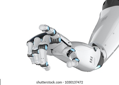 3d Rendering Metal Cyborg Arm Isolated On White