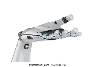 3d rendering metal cyborg arm isolated on white - Shutterstock ID 1032881443