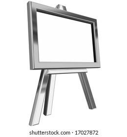  3D Rendering Of Metal Easel On White Background