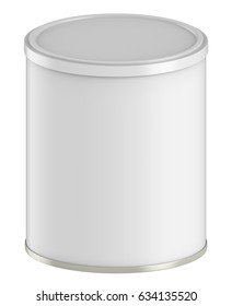 3D Rendering Metal Tin Can, Canned With Plastic Cap Mock-up For Baby Powder Milk, Instant Coffee, Cereal