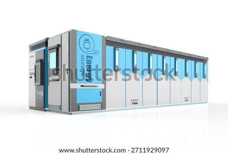 3d rendering metallic energy storage system or battery container unit isolated on white background