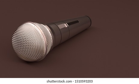 A 3d rendering of a microphone on a flat surface.