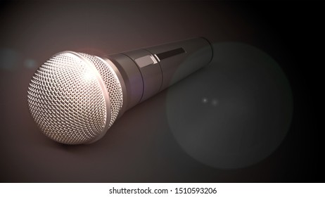 A 3d rendering of a microphone on a flat surface.