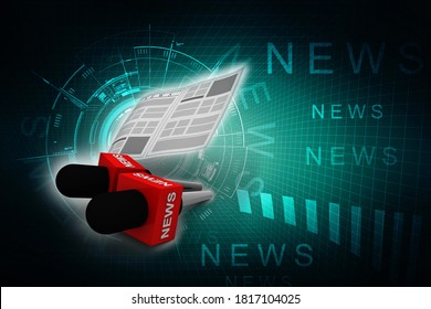 3d rendering Microphones of different mass media