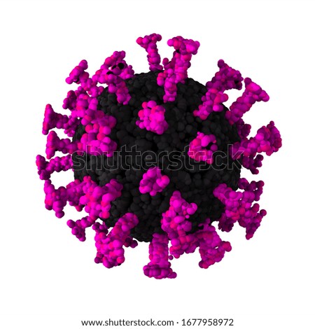 3d rendering of microscopic coronavirus covid-19 cell isolated on white background.