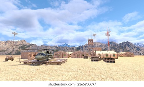 3D Rendering Of The Military Camp