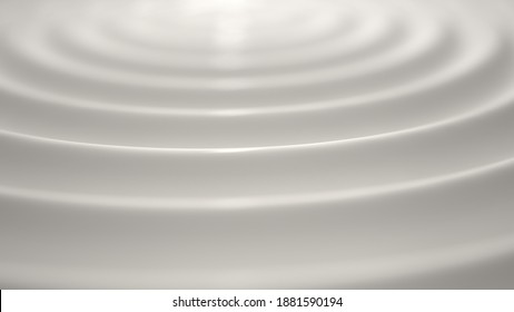 3d Rendering Of Milk Ripple, Milk Waves, White Milk Circle Waves. White Abstract Pattern Of Liquid Ripples. Milk Or Cream Or Sauce With Reflections. Extremely Shallow Depth Of Fields.