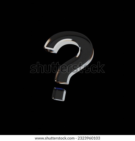 3d rendering minimal glassy question mark icon isolated on black background. glassmorphism question mark icon.