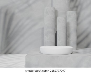 3d rendering Minimal product display on concrete background. podium. Concept scene stage showcase for new product, promotion sale, banner, presentation, cosmetic