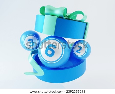 3d rendering mixed between the green and blue gift box and number balls.