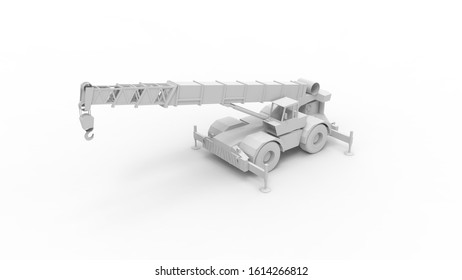 3d rendering of a mobile crane isolated on white studio background