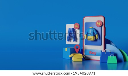 3d rendering mobile store for online shopping
