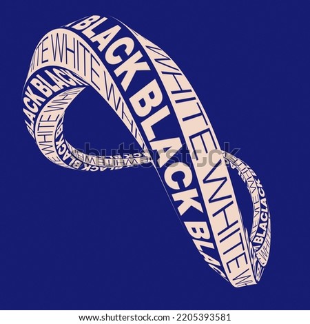 3d rendering mobius strip. Impossible circular shape with inverted side. Logo symbolizes infinite, repetition, recurrence. Abstract digital illustration
