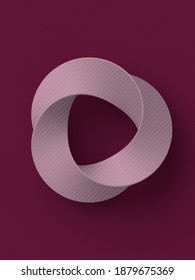 3d Rendering Mobius Strip. Pink Circular Shape With Inverted Side. Closed Dimensional Loop. Logo Symbolizes Infinite, Repetition, Recurrence. Abstract Digital Illustration