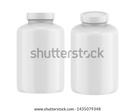 3D rendering Mock up plastic jar with screw cap, Packaging template on white background