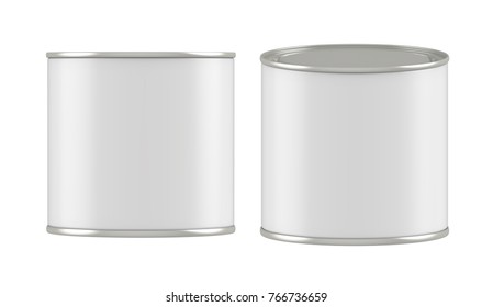 3D rendering Mock up round white tin can . Container for tea, coffee, sugar, cereals, candy, spice, snack or Cosmetic cream, gel, wax