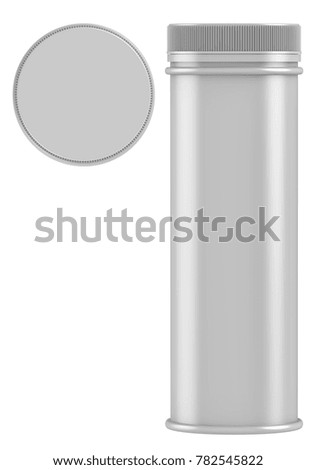 3D rendering Mock up silver plastic jar with screw cap, Packaging template on white background
