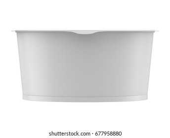 3D Rendering Mock Up White Container Big Cup With Foil Lid For Instant Mashed Potato, Rice Noodle Or Soup Template