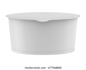 3D Rendering Mock Up White Container Big Cup With Foil Lid For Instant Mashed Potato, Rice Noodle Or Soup Template