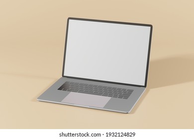 3d rendering of mockup laptop with empty screen for placing advertising on screen