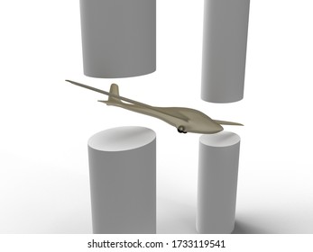 
3d rendering model airplane minimal
