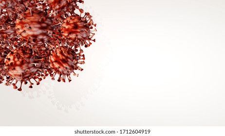 3D rendering model of a bunch of red coronavirus covid-19 microbes molecule on a white background, medical virus concept 