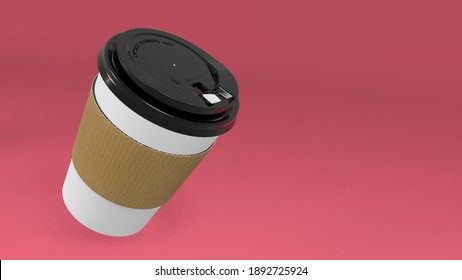 3d Rendering Model Cup Coffe With Background Pink