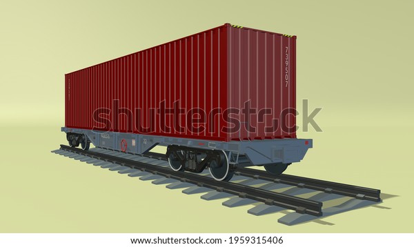 3d\
rendering model of a diesel locomotive with\
wagons