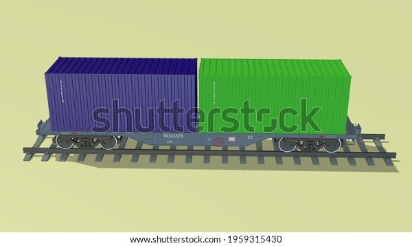 3d\
rendering model of a diesel locomotive with\
wagons