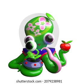 3d rendering of a model of an octopus toy-an alien explorer botanist