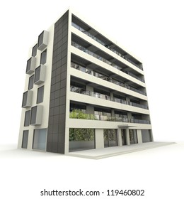 3D Rendering Of A Modern Apartment Building