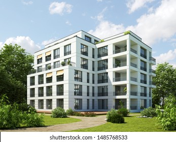 3d Rendering Of A Modern Apartment Building