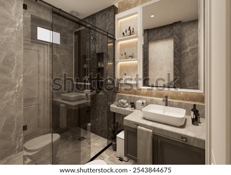 3d rendering modern bathroom full scene interior design.
