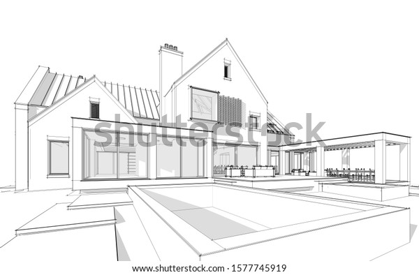 3d Rendering Modern Cozy Clinker House Stock Illustration 1577745919