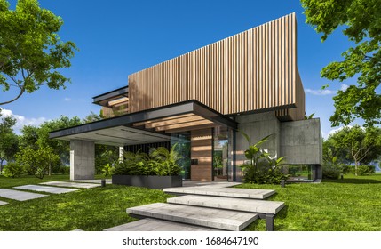 3d Rendering Modern Cozy House Parking Stock Illustration 1684647190 ...