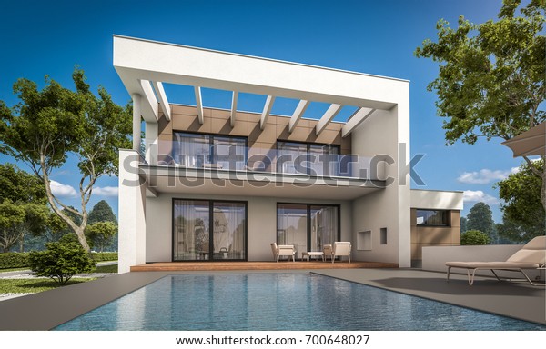 3d Rendering Modern Cozy House Garage Royalty Free Stock Image